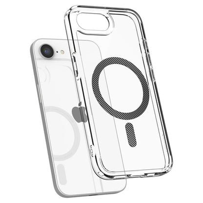 Husa MagSafe pentru Apple iPhone 17e / 16e, Spigen, Ultra Hybrid Carbon, Transparenta
