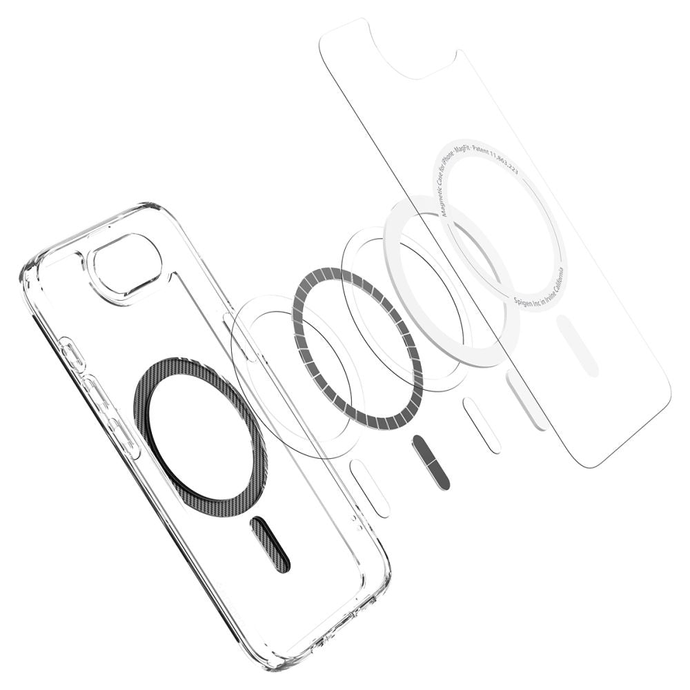 Husa MagSafe pentru Apple iPhone 17e / 16e, Spigen, Ultra Hybrid Carbon, Transparenta