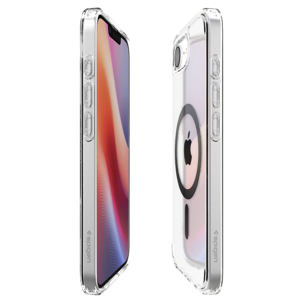 Husa MagSafe pentru Apple iPhone 17e / 16e, Spigen, Ultra Hybrid Carbon, Transparenta
