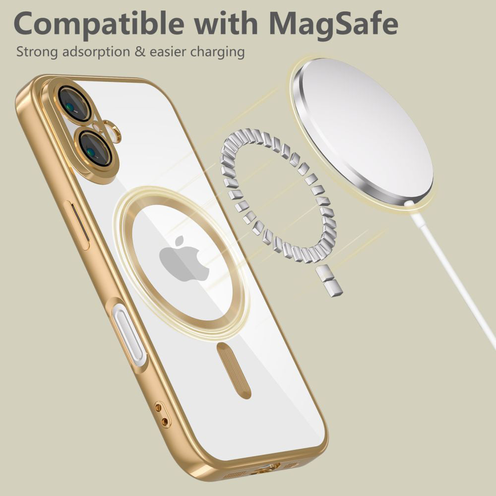 Husa MagSafe pentru Apple iPhone 17e / 16e, Techsuit, Luxury Crystal, Roz