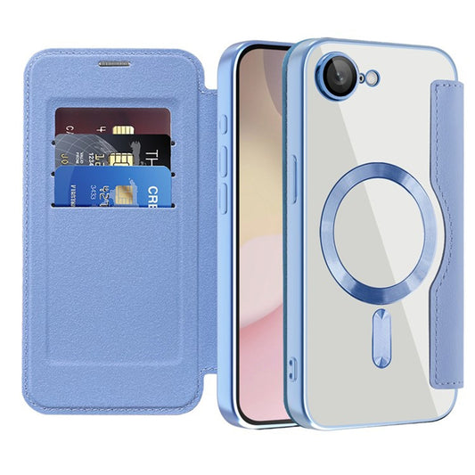 Husa MagSafe pentru Apple iPhone 17e / 16e, Techsuit, SmartMag Book, Bleu