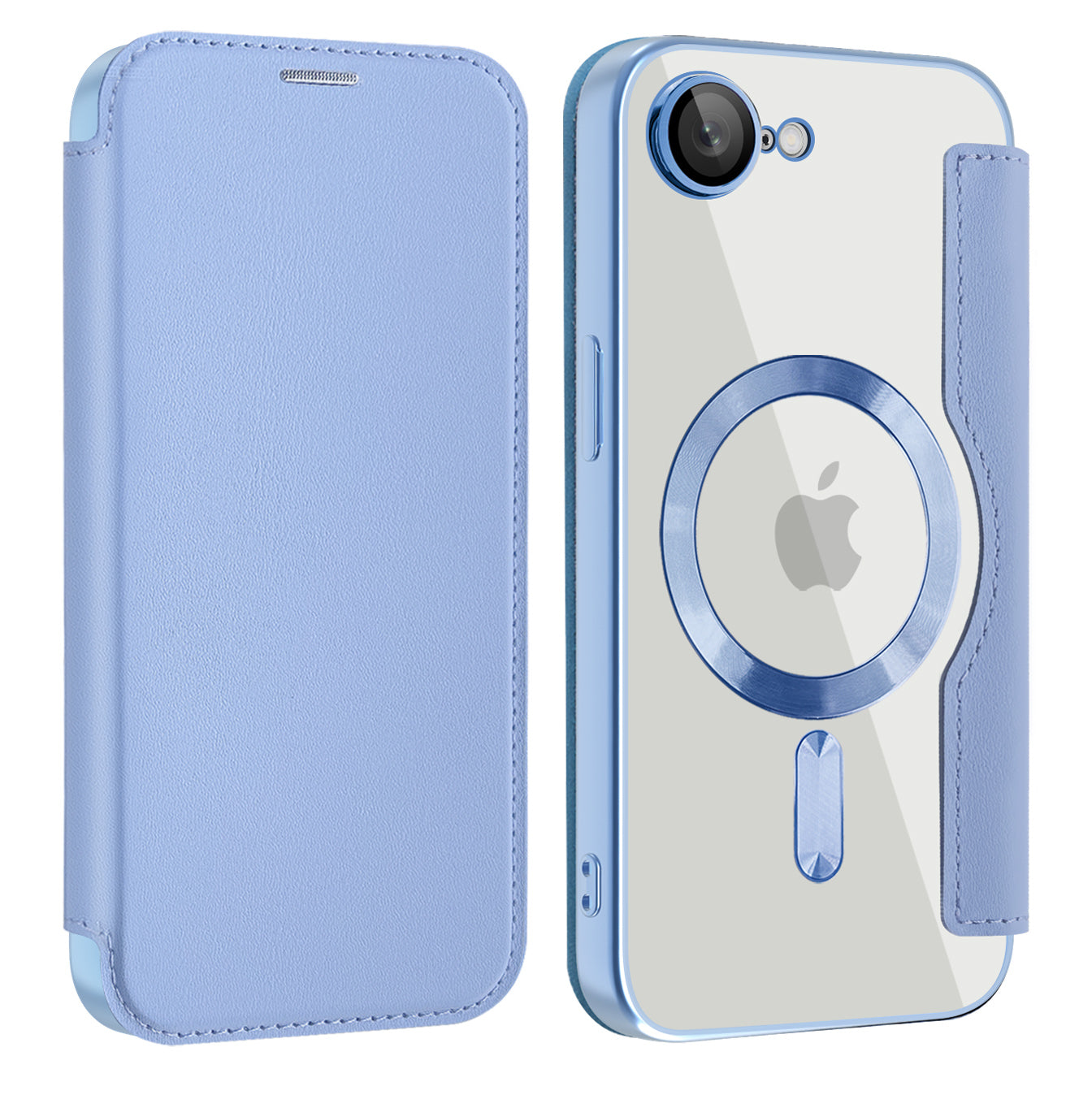 Husa MagSafe pentru Apple iPhone 17e / 16e, Techsuit, SmartMag Book, Bleu