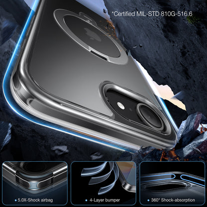 Husa MagSafe pentru Apple iPhone 17e / 16e, Torras, Ostand Spin, Transparenta