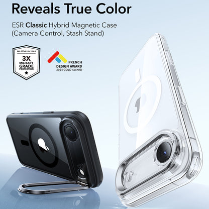 Husa MagSafe pentru Apple iPhone 17 Air, ESR, Classic Hybrid Kickstand, Neagra Transparenta
