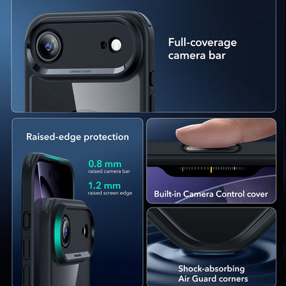 Husa MagSafe pentru Apple iPhone 17 Air, ESR, Classic Hybrid, Neagra Transparenta