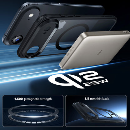 Husa MagSafe pentru Apple iPhone 17 Air, ESR, Classic Hybrid, Neagra Transparenta