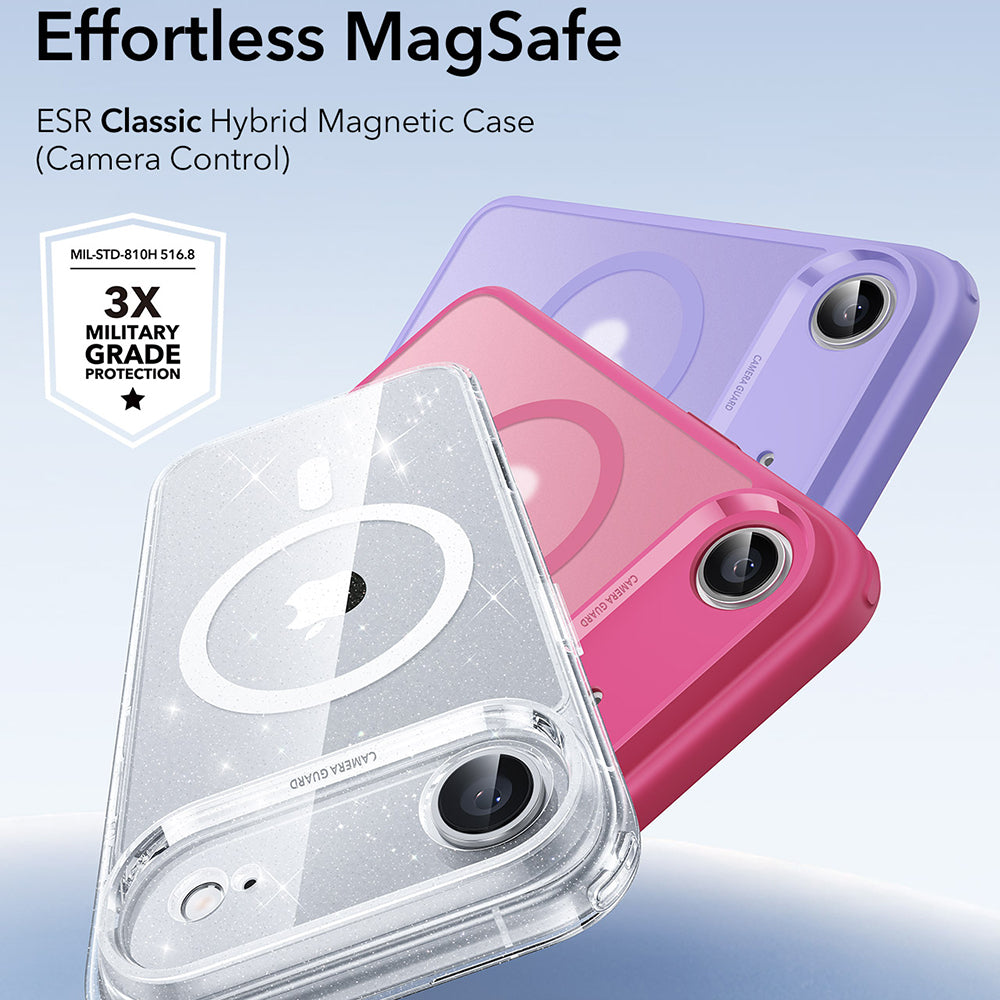 Husa MagSafe pentru Apple iPhone 17 Air, ESR, Classic Hybrid Shimmer, Transparenta