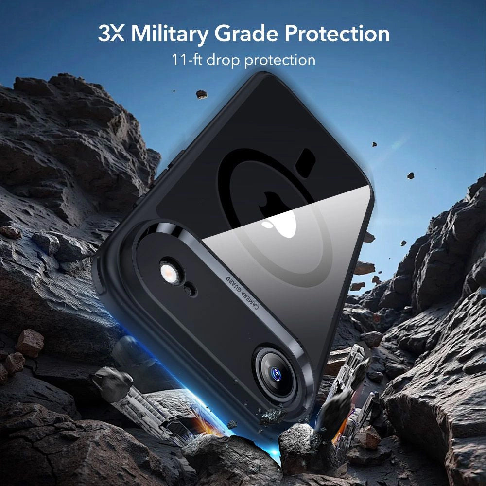 Husa MagSafe pentru Apple iPhone 17 Air, ESR, Classic Hybrid with Screen Protector, Neagra Transparenta