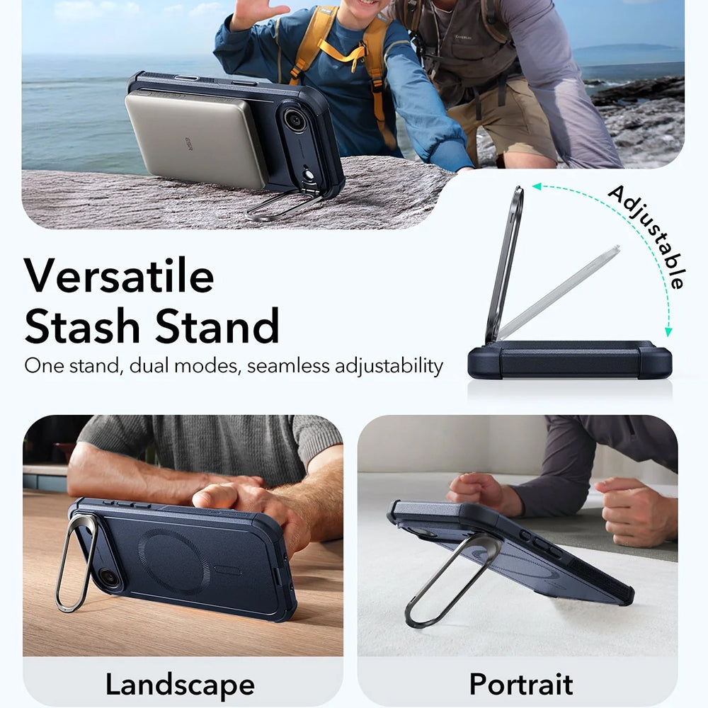 Husa MagSafe pentru Apple iPhone 17 Air, ESR, Cyber Armor Kickstand, Albastra