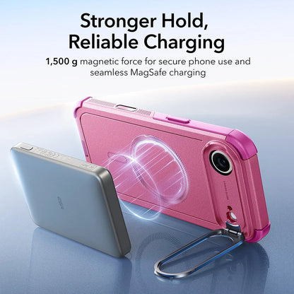 Husa MagSafe pentru Apple iPhone 17 Air, ESR, Cyber Armor Kickstand, Roz