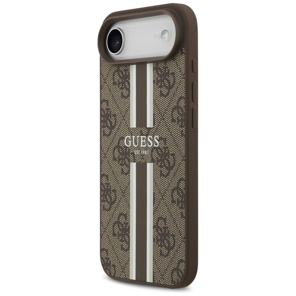 Husa MagSafe pentru Apple iPhone 17 Air, Guess, 4G Printed Stripes, Maro