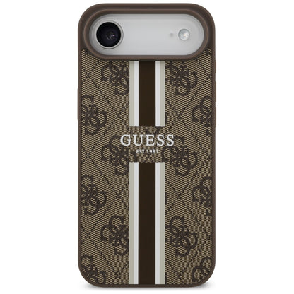 Husa MagSafe pentru Apple iPhone 17 Air, Guess, 4G Printed Stripes, Maro