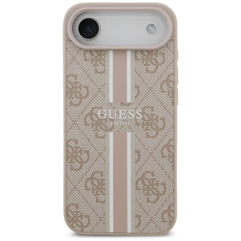 Husa MagSafe pentru Apple iPhone 17 Air, Guess, 4G Printed Stripes, Roz