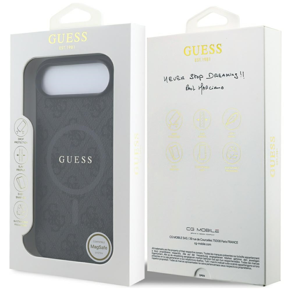 Husa MagSafe pentru Apple iPhone 17 Air, Guess, 4G Ring Classic Logo, Neagra