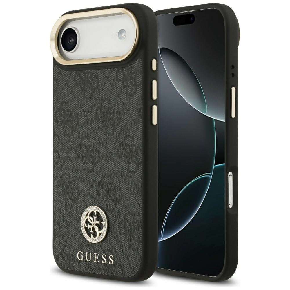 Husa MagSafe pentru Apple iPhone 17 Air, Guess, 4G Strass Logo, Neagra