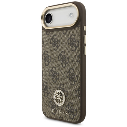 Husa MagSafe pentru Apple iPhone 17 Air, Guess, 4G Strass Logo with Big Strap, Maro