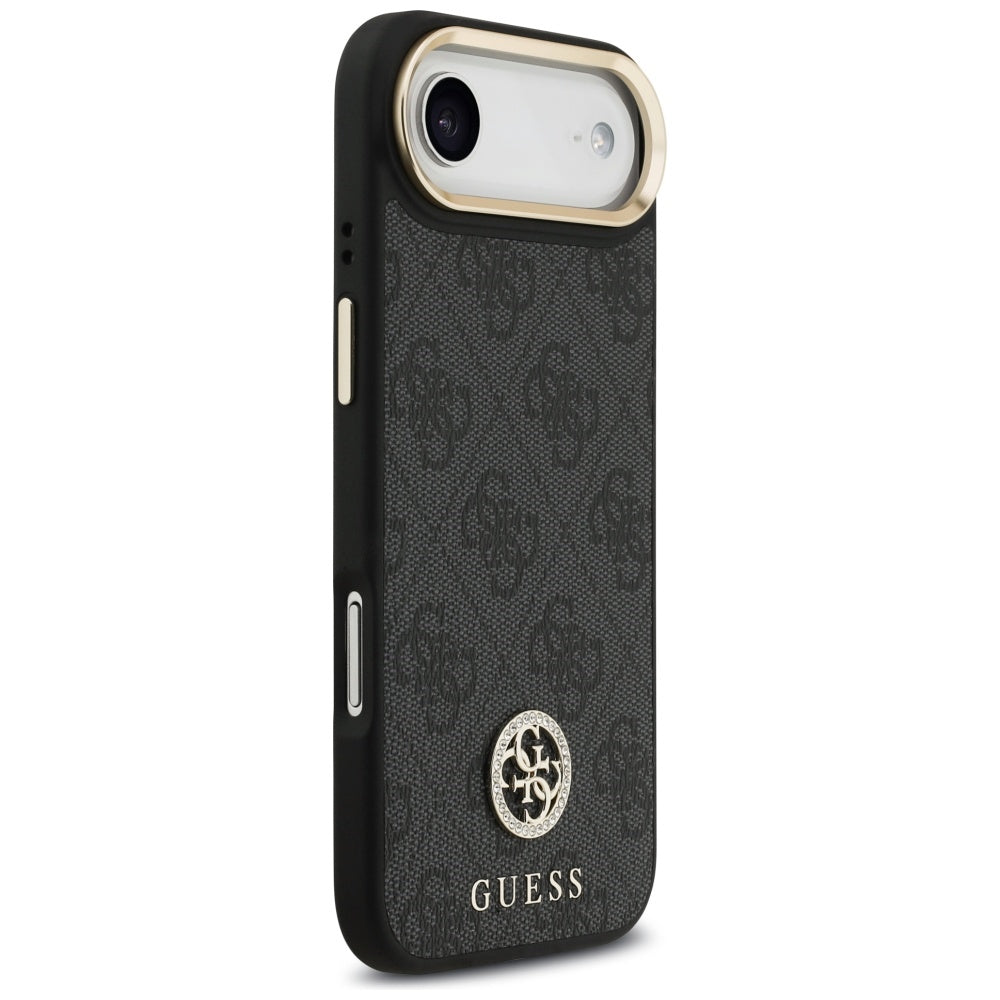 Husa MagSafe pentru Apple iPhone 17 Air, Guess, 4G Strass Logo with Big Strap, Neagra