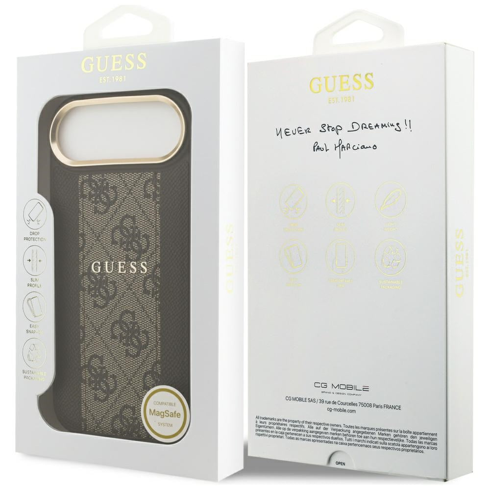 Husa MagSafe pentru Apple iPhone 17 Air, Guess, 4G Stripe, Maro