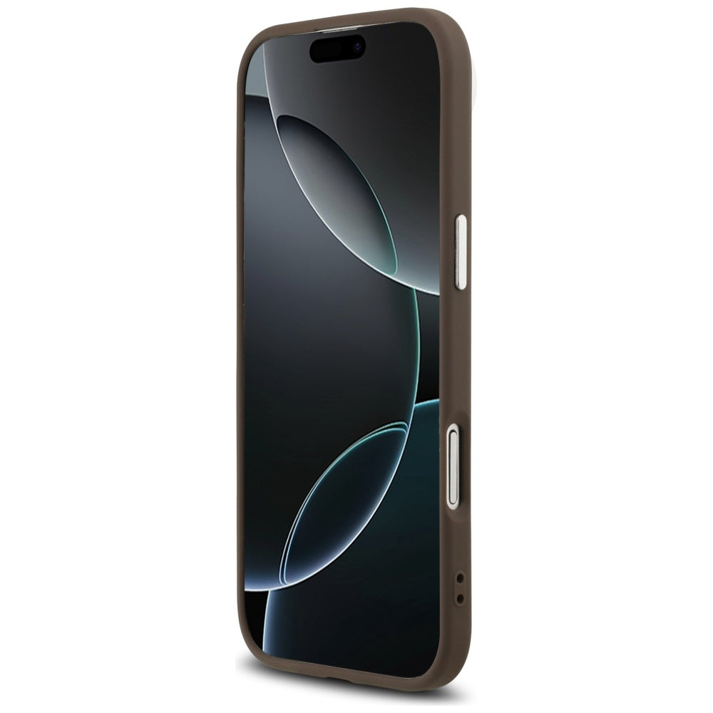 Husa MagSafe pentru Apple iPhone 17 Air, Guess, 4G Triangle Logo, Maro Argintie