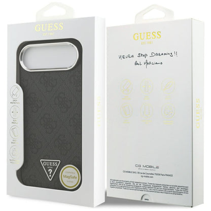 Husa MagSafe pentru Apple iPhone 17 Air, Guess, 4G Triangle Logo, Neagra Argintie