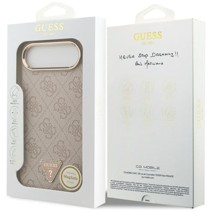 Husa MagSafe pentru Apple iPhone 17 Air, Guess, 4G Triangle Logo, Roz Aurie