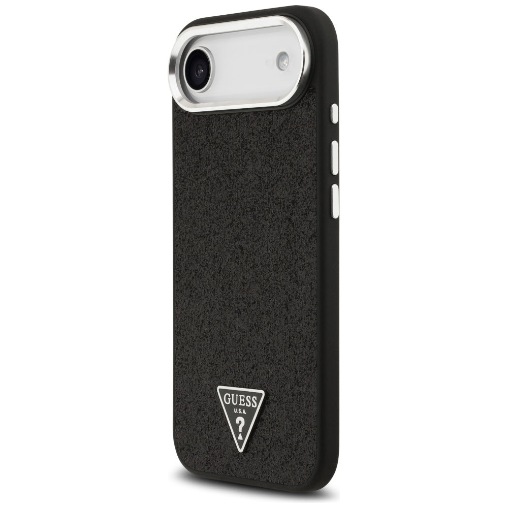 Husa MagSafe pentru Apple iPhone 17 Air, Guess, Glitter Triangle Logo, Neagra