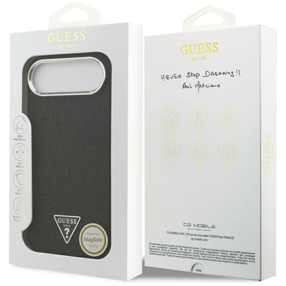 Husa MagSafe pentru Apple iPhone 17 Air, Guess, Glitter Triangle Logo, Neagra