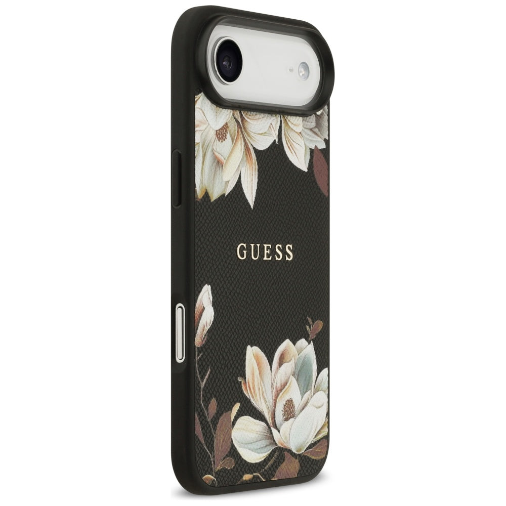 Husa MagSafe pentru Apple iPhone 17 Air, Guess, Grained Flowers, Neagra