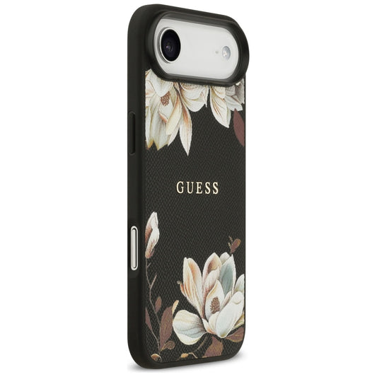 Husa MagSafe pentru Apple iPhone 17 Air, Guess, Grained Flowers, Neagra