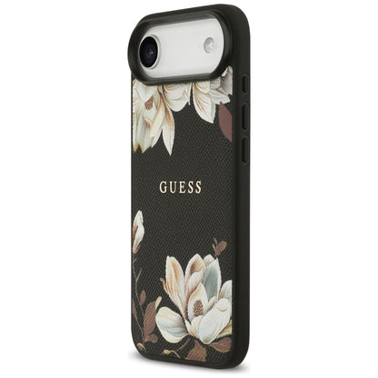 Husa MagSafe pentru Apple iPhone 17 Air, Guess, Grained Flowers, Neagra