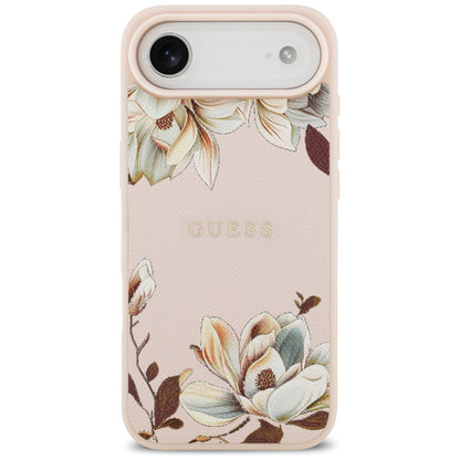 Husa MagSafe pentru Apple iPhone 17 Air, Guess, Grained Flowers, Roz