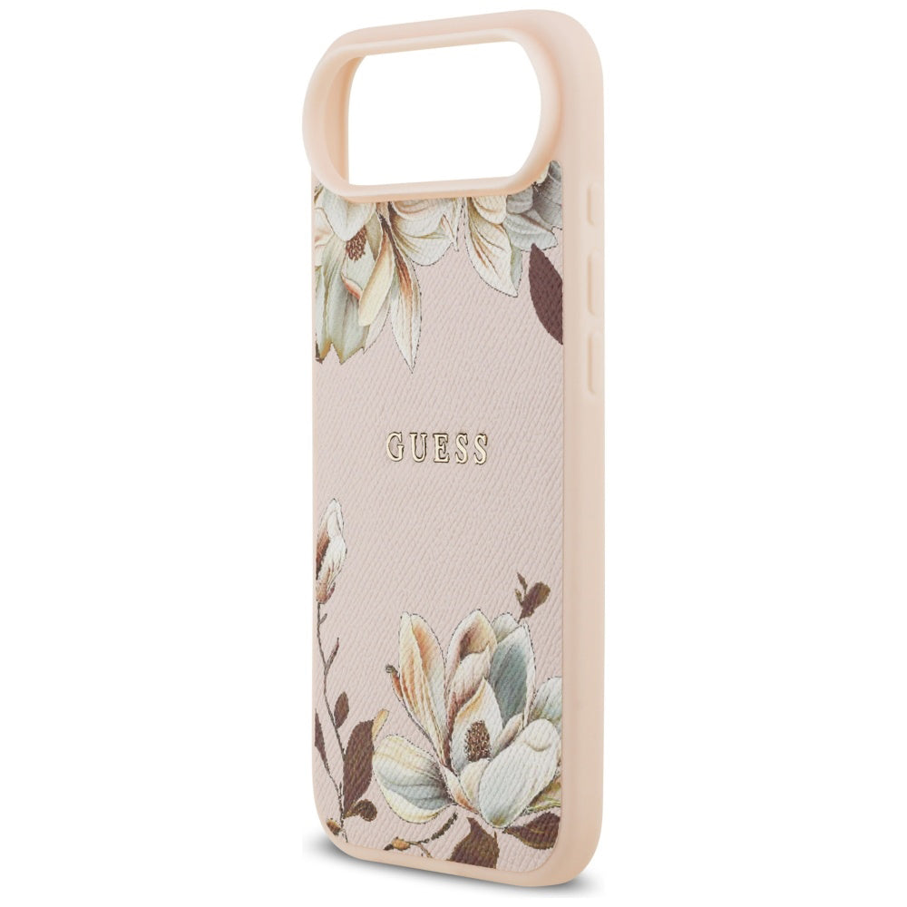 Husa MagSafe pentru Apple iPhone 17 Air, Guess, Grained Flowers, Roz