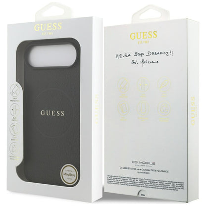Husa MagSafe pentru Apple iPhone 17 Air, Guess, Grained Gold Ring, Neagra