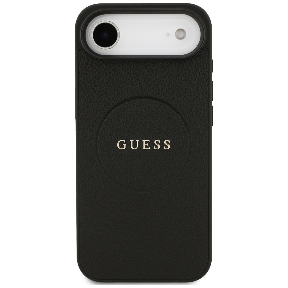 Husa MagSafe pentru Apple iPhone 17 Air, Guess, Grained Gold Ring, Neagra