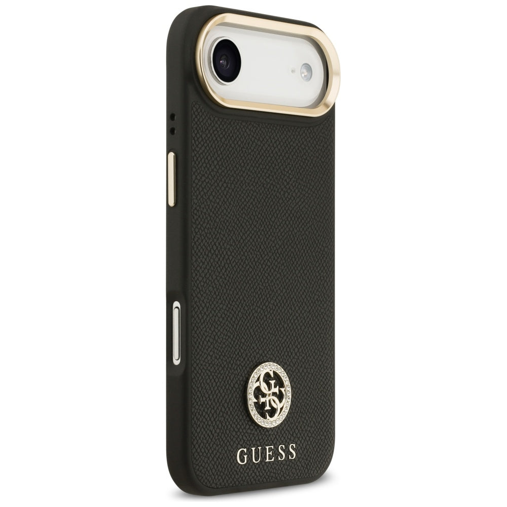 Husa MagSafe pentru Apple iPhone 17 Air, Guess, Grained Strass Logo, Neagra
