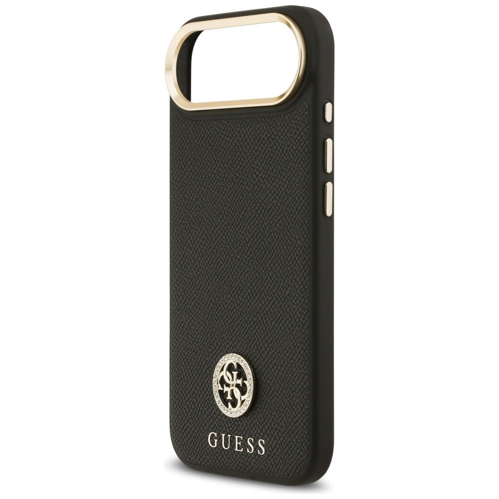 Husa MagSafe pentru Apple iPhone 17 Air, Guess, Grained Strass Logo, Neagra