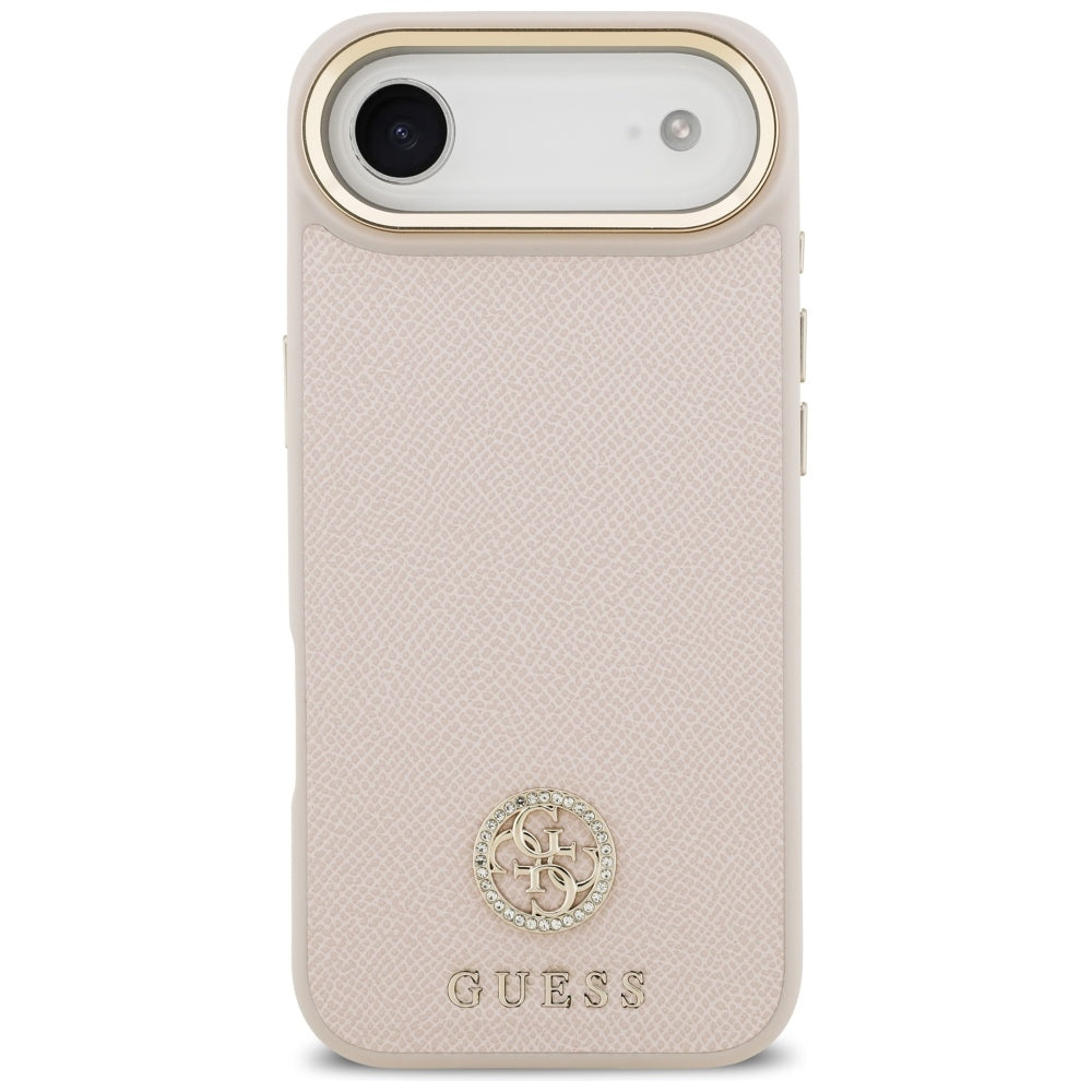 Husa MagSafe pentru Apple iPhone 17 Air, Guess, Grained Strass Logo, Roz