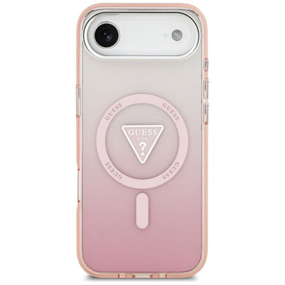 Husa MagSafe pentru Apple iPhone 17 Air, Guess, IML Gradient Triangle Logo, Roz