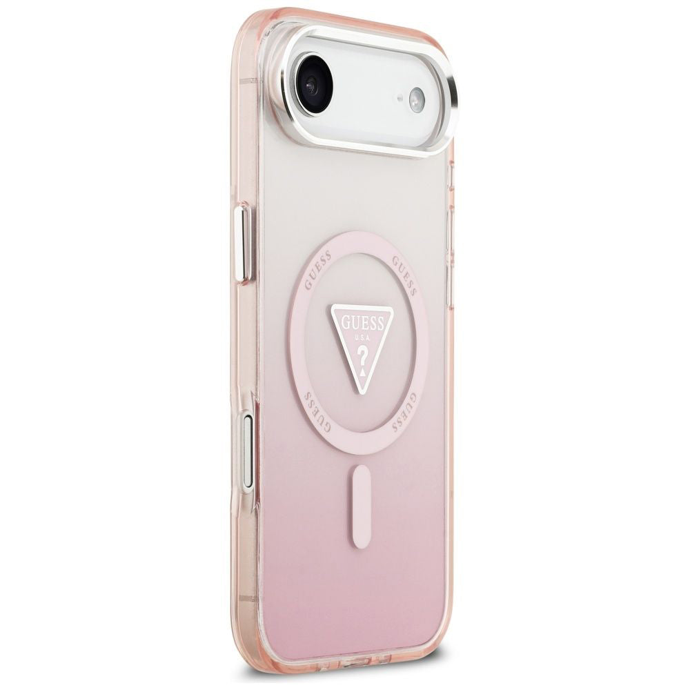 Husa MagSafe pentru Apple iPhone 17 Air, Guess, IML Gradient Triangle Logo, Roz