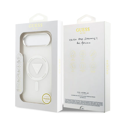 Husa MagSafe pentru Apple iPhone 17 Air, Guess, IML Gradient Triangle Logo, Transparenta