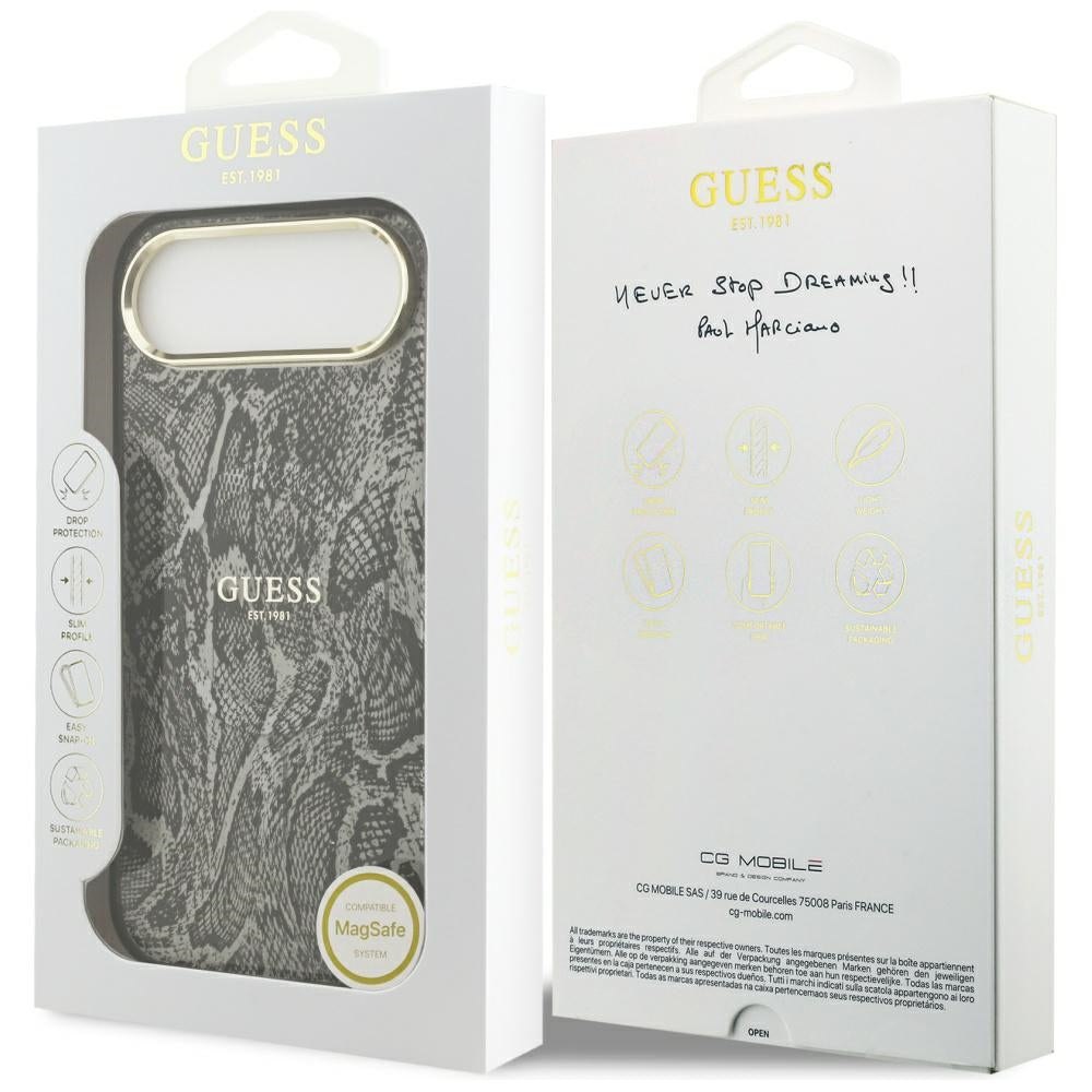 Husa MagSafe pentru Apple iPhone 17 Air, Guess, Python Pattern, Neagra