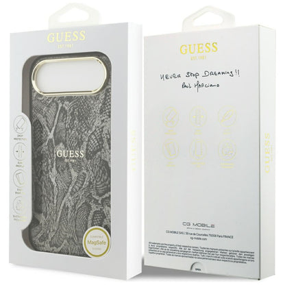 Husa MagSafe pentru Apple iPhone 17 Air, Guess, Python Pattern, Neagra