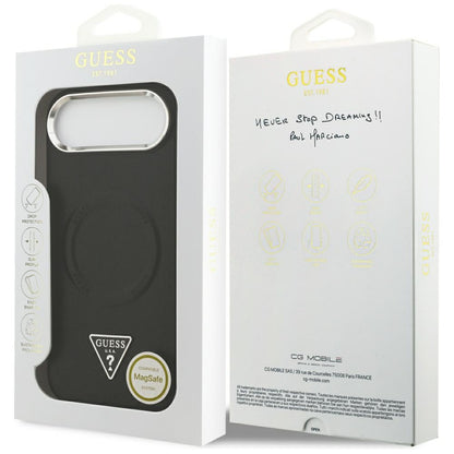 Husa MagSafe pentru Apple iPhone 17 Air, Guess, Triangle Logo, Neagra Argintie