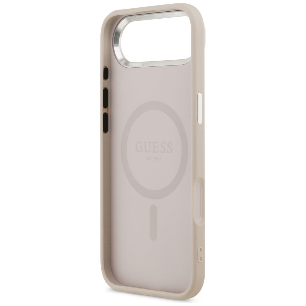 Husa MagSafe pentru Apple iPhone 17 Air, Guess, Triangle Logo, Roz Argintie