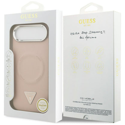 Husa MagSafe pentru Apple iPhone 17 Air, Guess, Triangle Logo, Roz Argintie