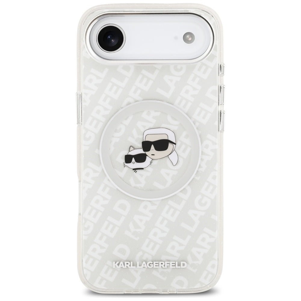 Husa MagSafe pentru Apple iPhone 17 Air, Karl Lagerfeld, IML Glitter Karl & Choupette`s Heads, Gri