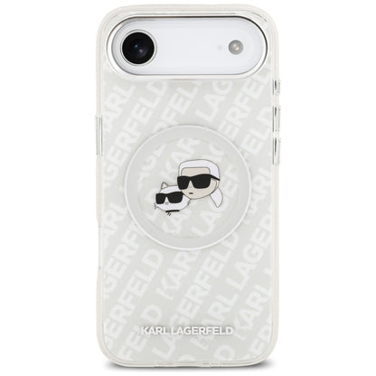 Husa MagSafe pentru Apple iPhone 17 Air, Karl Lagerfeld, IML Glitter Karl & Choupette`s Heads, Gri