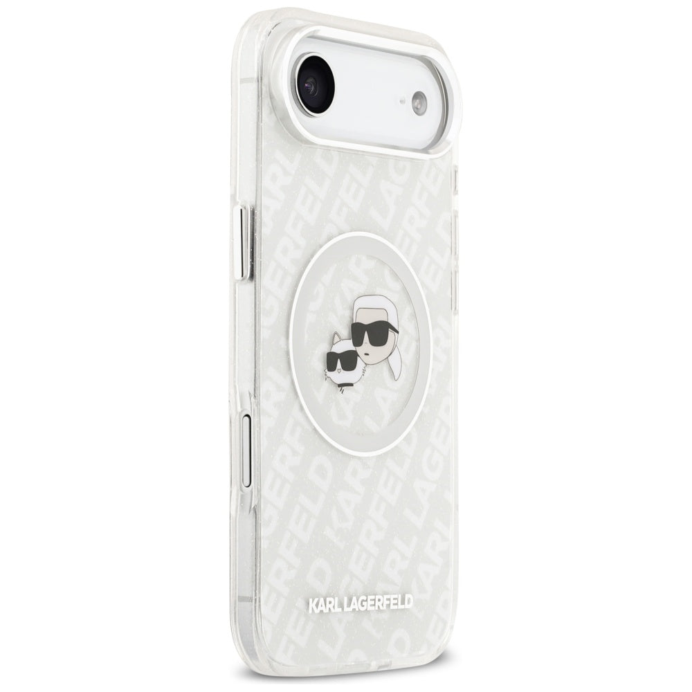 Husa MagSafe pentru Apple iPhone 17 Air, Karl Lagerfeld, IML Glitter Karl & Choupette`s Heads, Gri