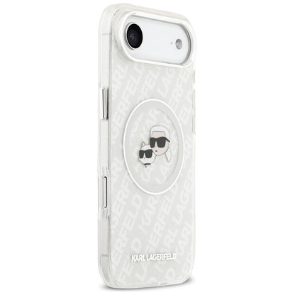 Husa MagSafe pentru Apple iPhone 17 Air, Karl Lagerfeld, IML Glitter Karl & Choupette`s Heads, Gri