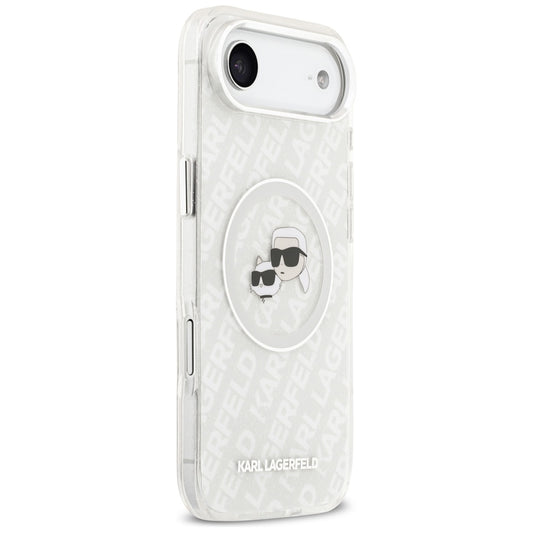 Husa MagSafe pentru Apple iPhone 17 Air, Karl Lagerfeld, IML Glitter Karl & Choupette`s Heads, Gri